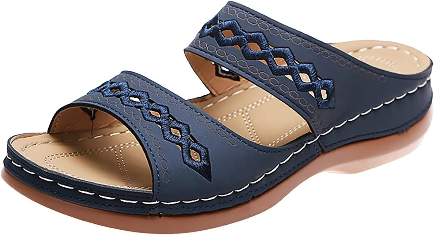 Cathalem Orthopedic Sandals for Women, Summer Comfortable Walking Sandals with Arch Support Platform Wedge Slides Shoes