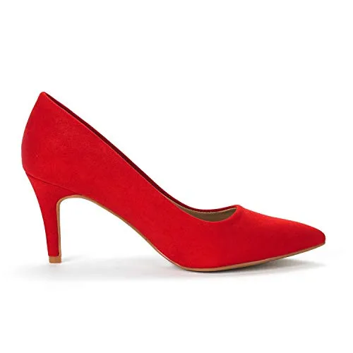 Stylish DREAM PAIRS Womens Slip-On Low Mid Heels - Elegant Pointed Closed-Toe Dress Court Shoes for Comfort and Sophistication
