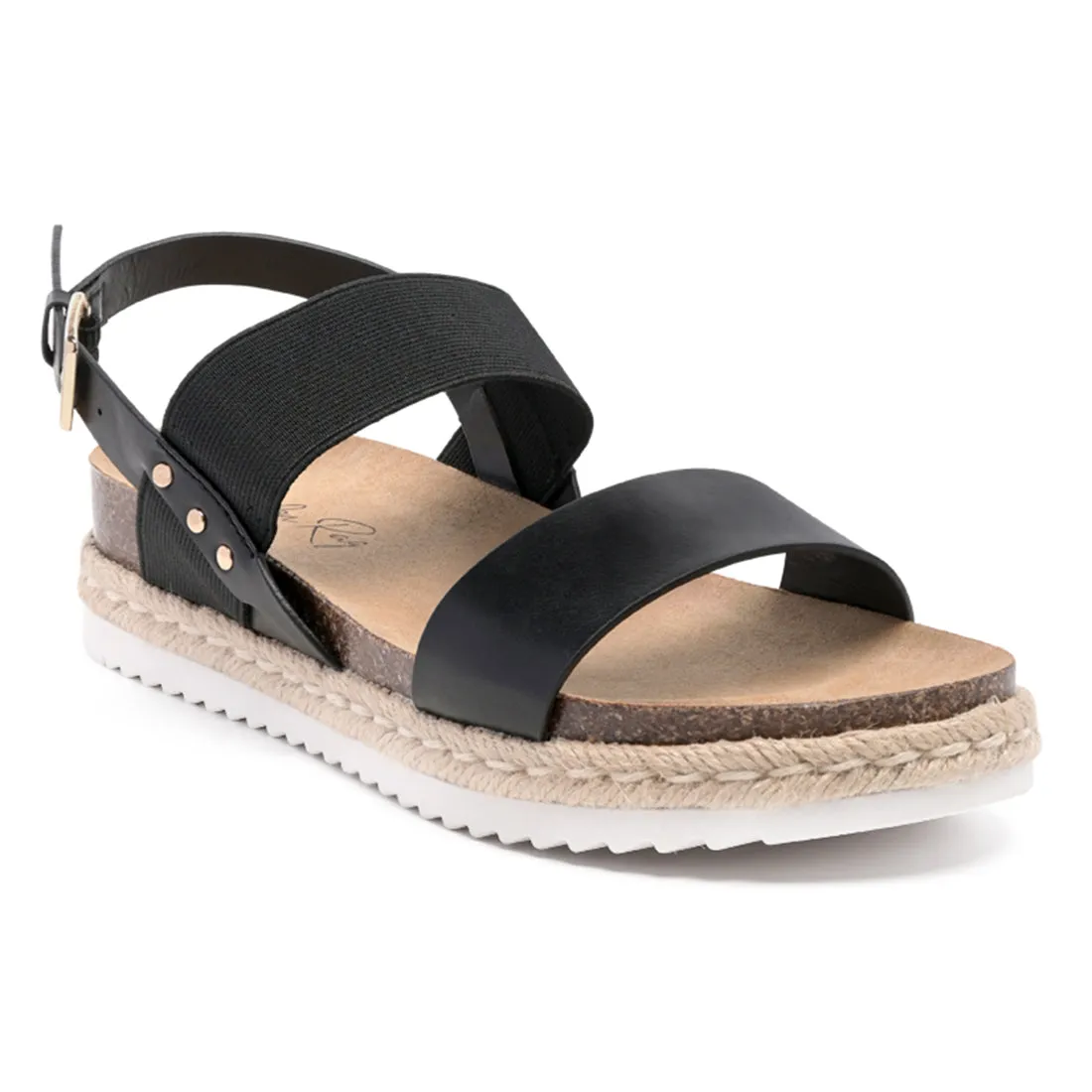 Espadrille Detail Everyday Sandals in Black