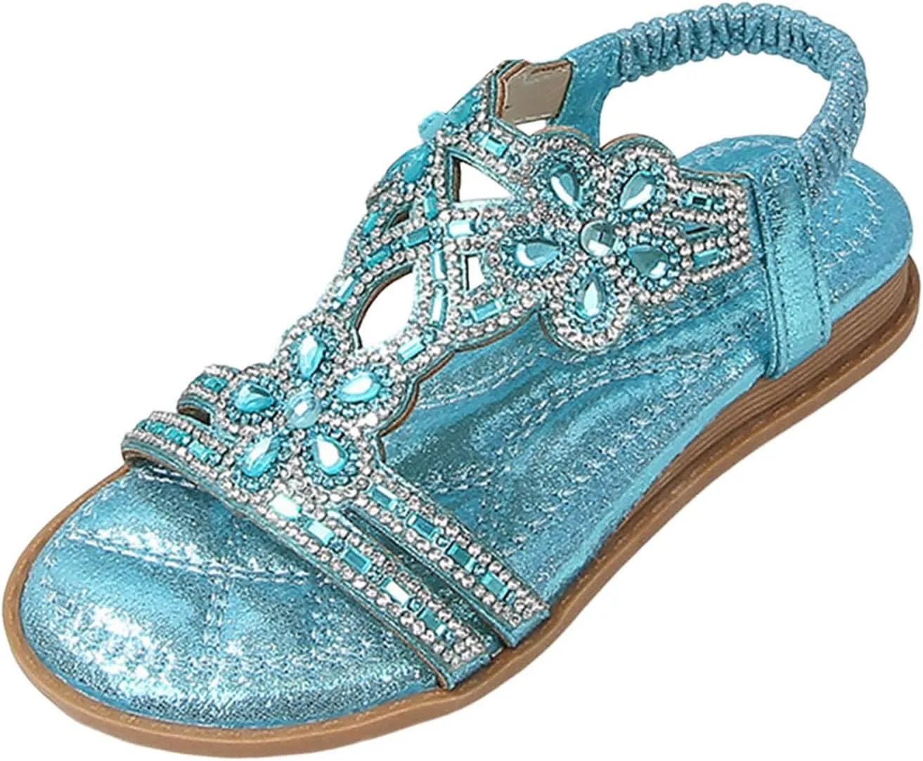 Girl Princess Sandals Rhinestone Slingback Sandals Elastic Ankle Strap Casual Bohemian Size 2 Shoes Baby Girl 0