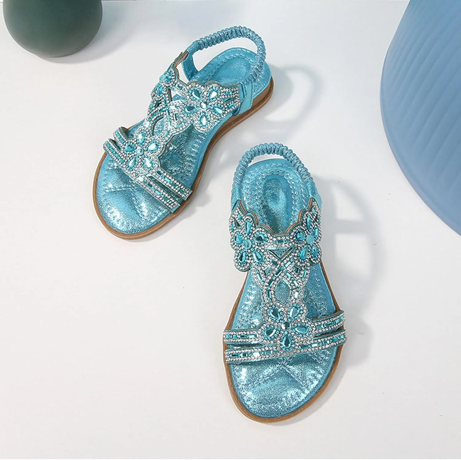 Girl Princess Sandals Rhinestone Slingback Sandals Elastic Ankle Strap Casual Bohemian Size 2 Shoes Baby Girl 0
