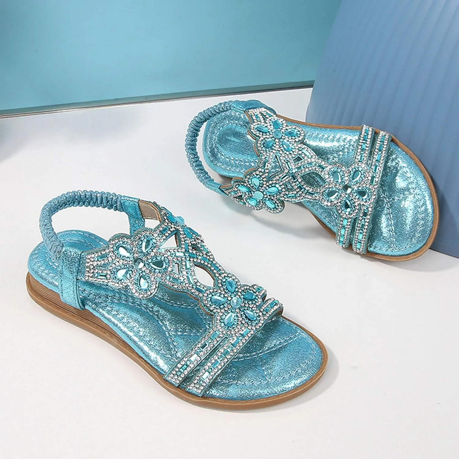Girl Princess Sandals Rhinestone Slingback Sandals Elastic Ankle Strap Casual Bohemian Size 2 Shoes Baby Girl 0