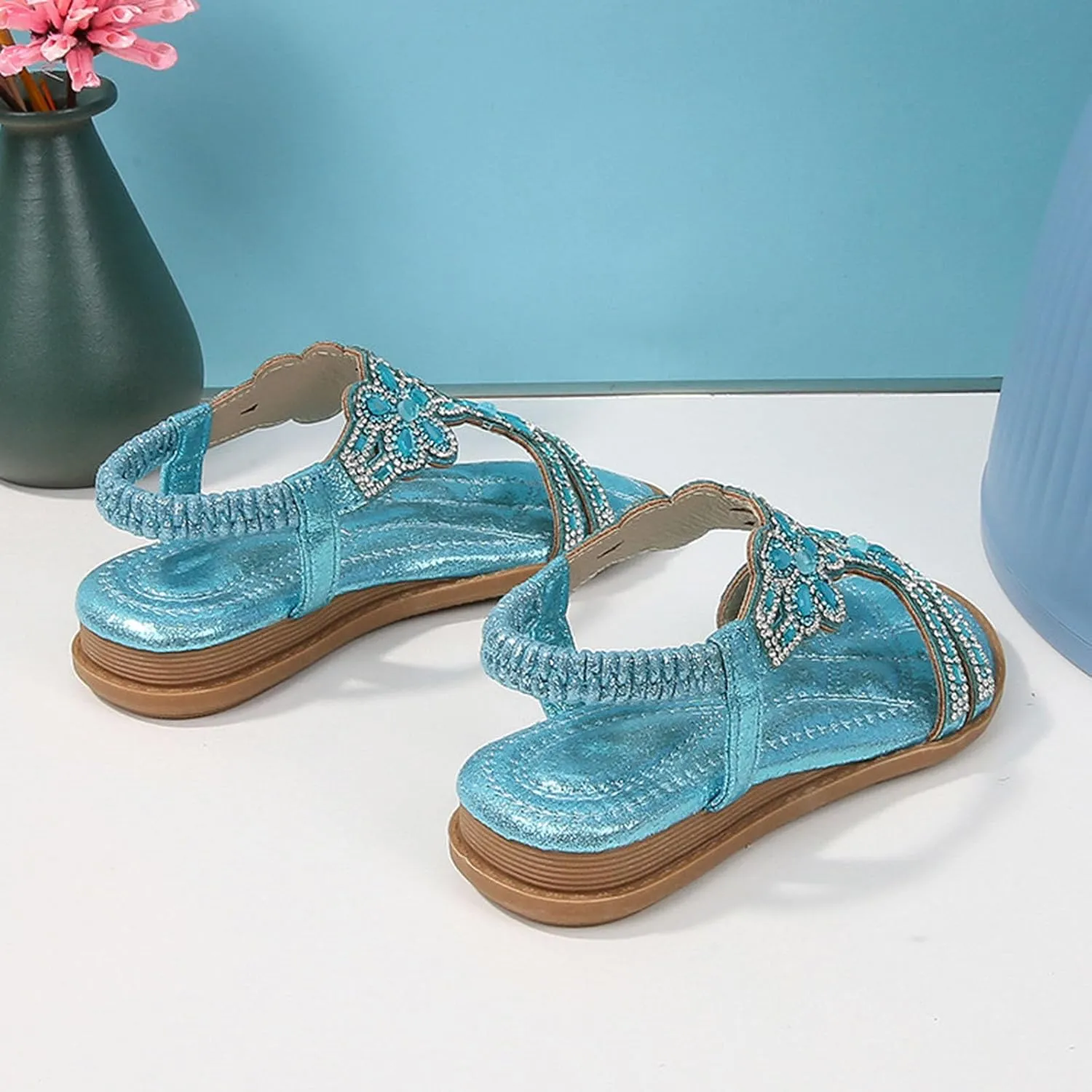 Girl Princess Sandals Rhinestone Slingback Sandals Elastic Ankle Strap Casual Bohemian Size 2 Shoes Baby Girl 0