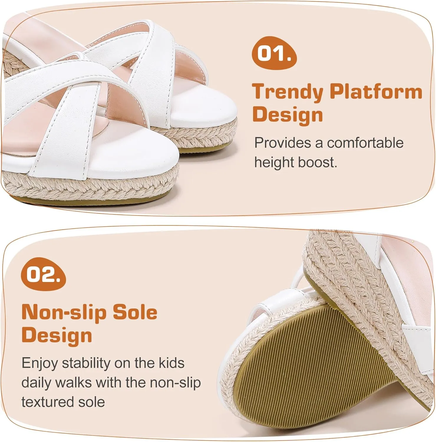 Girls Wedge Sandals Espadrilles Flatform Open Toe Dressy Girls Heels Summer Shoes Little Big Kid