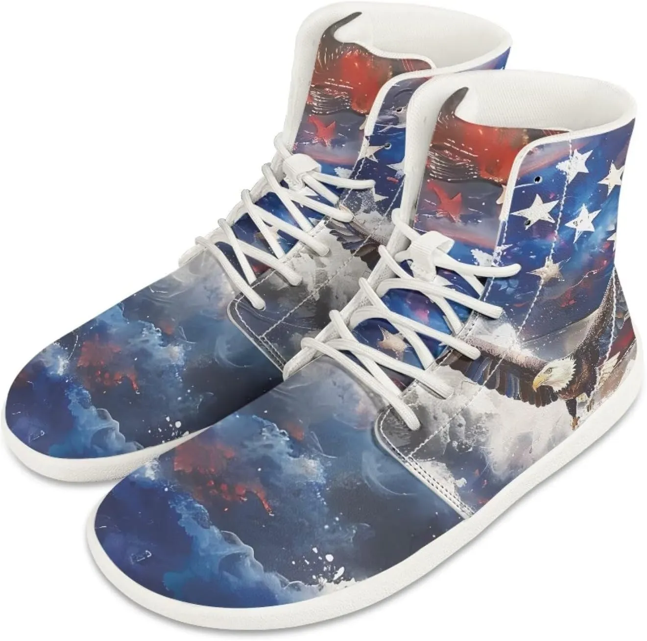 High Top Sneakers for Women Leather Shoes Trendy Men's Barefoot Shoes