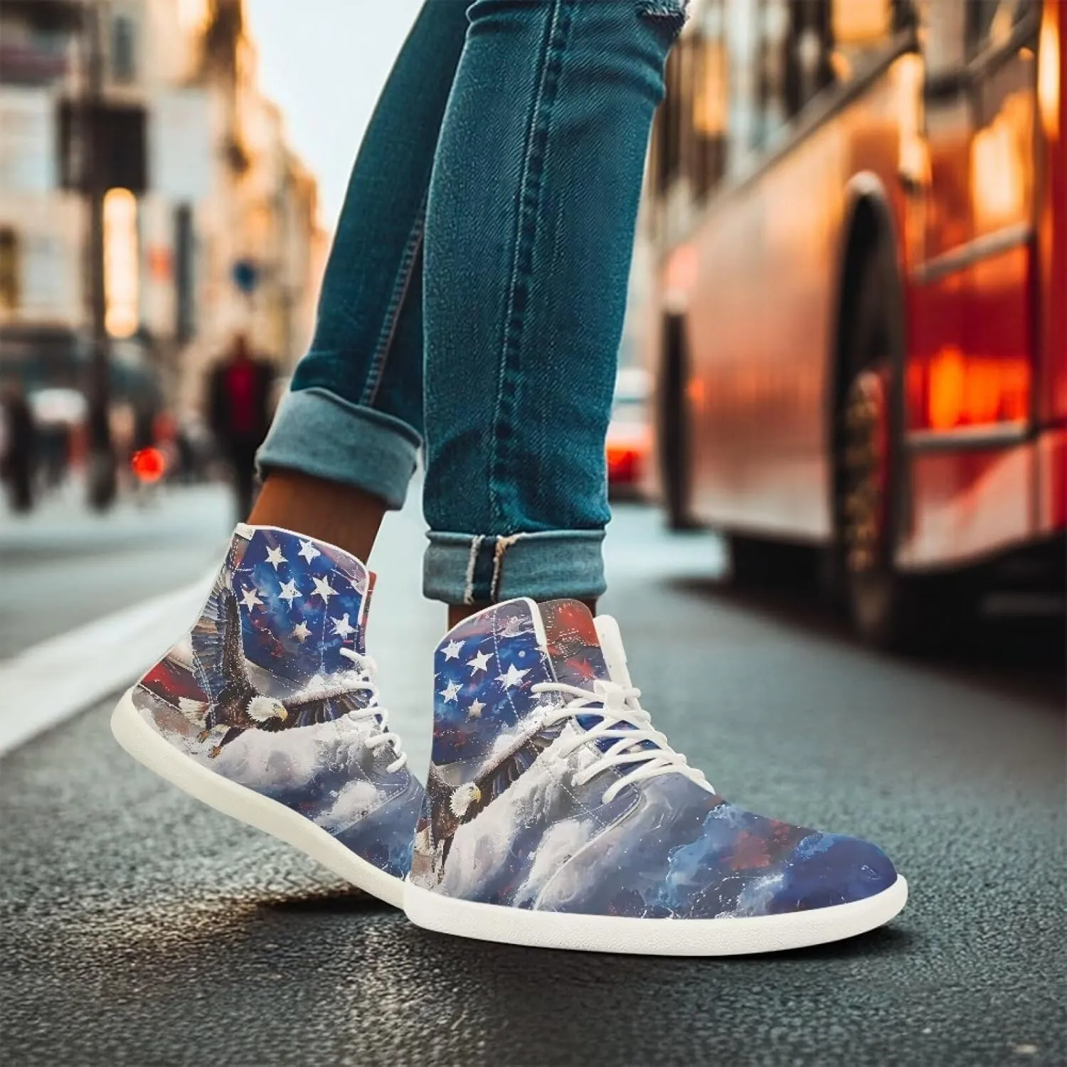 High Top Sneakers for Women Leather Shoes Trendy Men's Barefoot Shoes