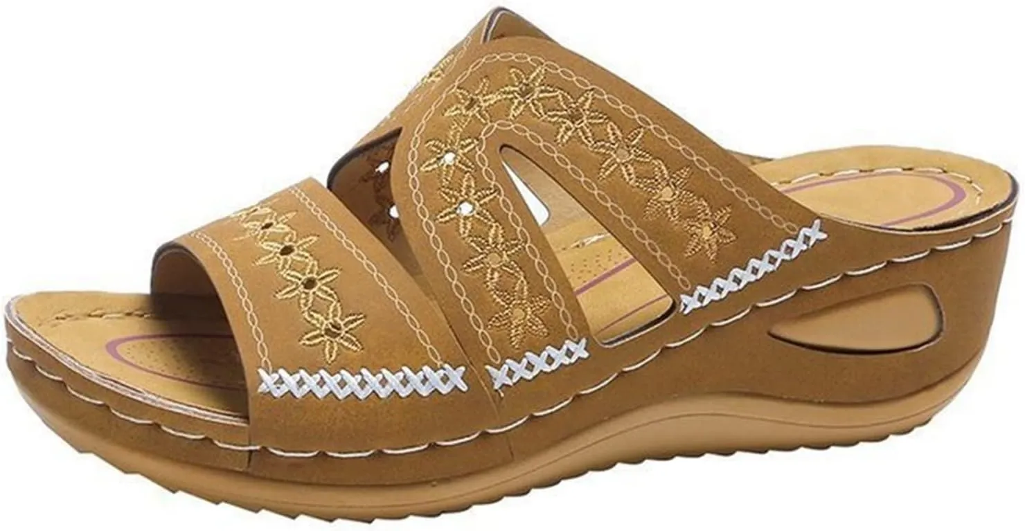 Ladmiple Sandals Women Fashion Flat Fashion Orthotic Slides Orthopedic Flip Flops Slipper With Plantar Fasciitis Arch Support