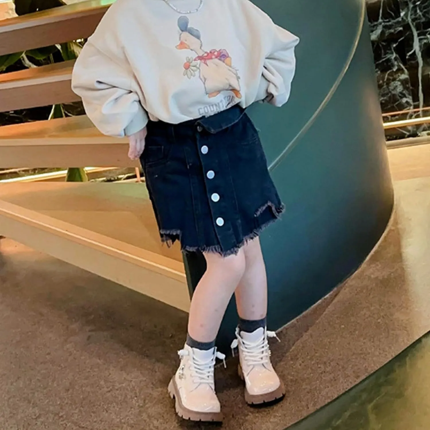 Little Girls Lace-Up Cute Sweet Leather Ankle Boots with Butterfly Wing Side Zipper Fashion Outdoor Dress Shoes