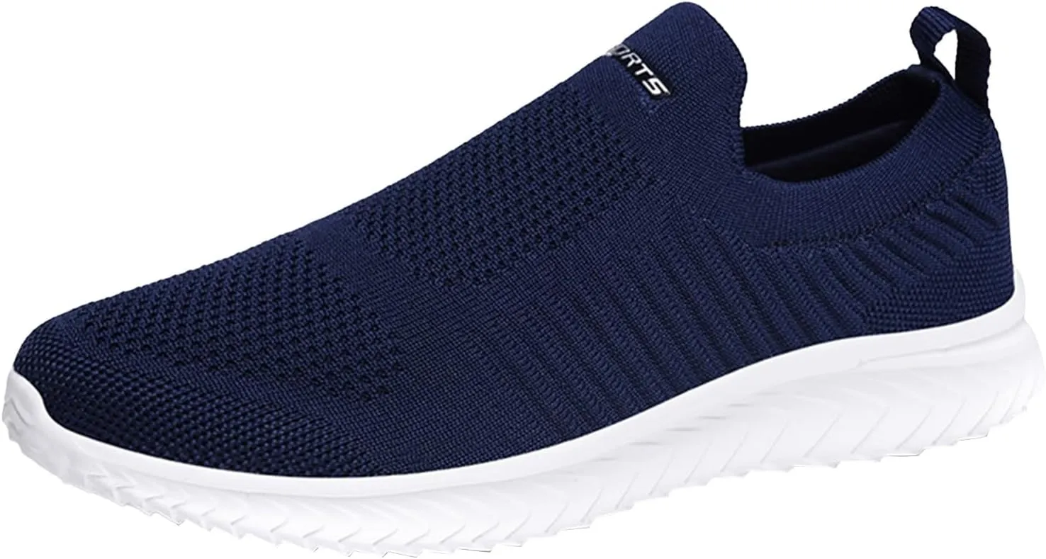 Mens Slip On Walking Shoes Lightweight Non Slip Gym Workout Running Shoes Mesh Breathable Cushion Tennis Athletic Sneakers