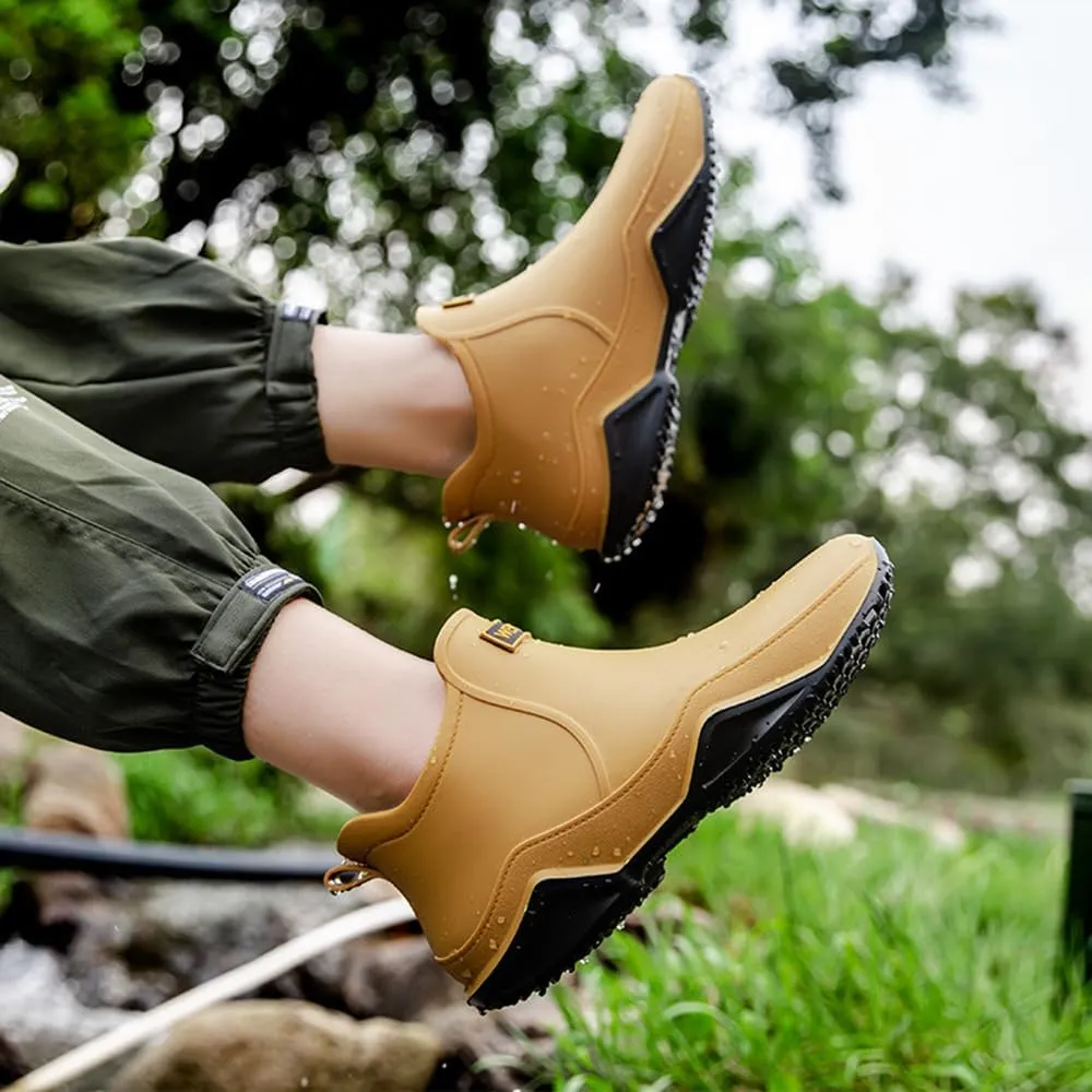 Rojeam Womens Mens Rain Boots Waterproof Rubber Chelsea Shoes Outdoor Walking Water Shoes Ankle Boots