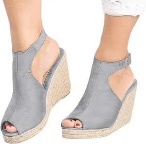 Wedge Sandals for Women Open Toe Slip On Platform Sandals Espadrilles Buckle High Platform Beach Shoes