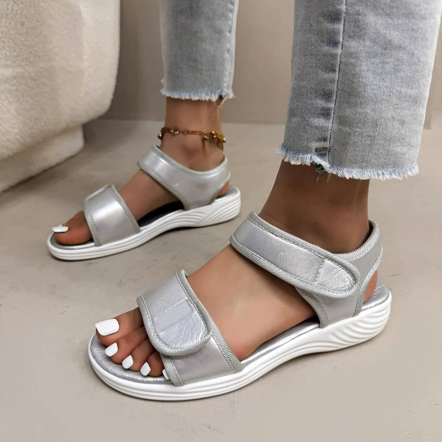 Womens Orthopedic Walking Hiking Sandals Mesh Open Toe Sports Sandals with Arch Support Comfortable Slip On Beach Shoes