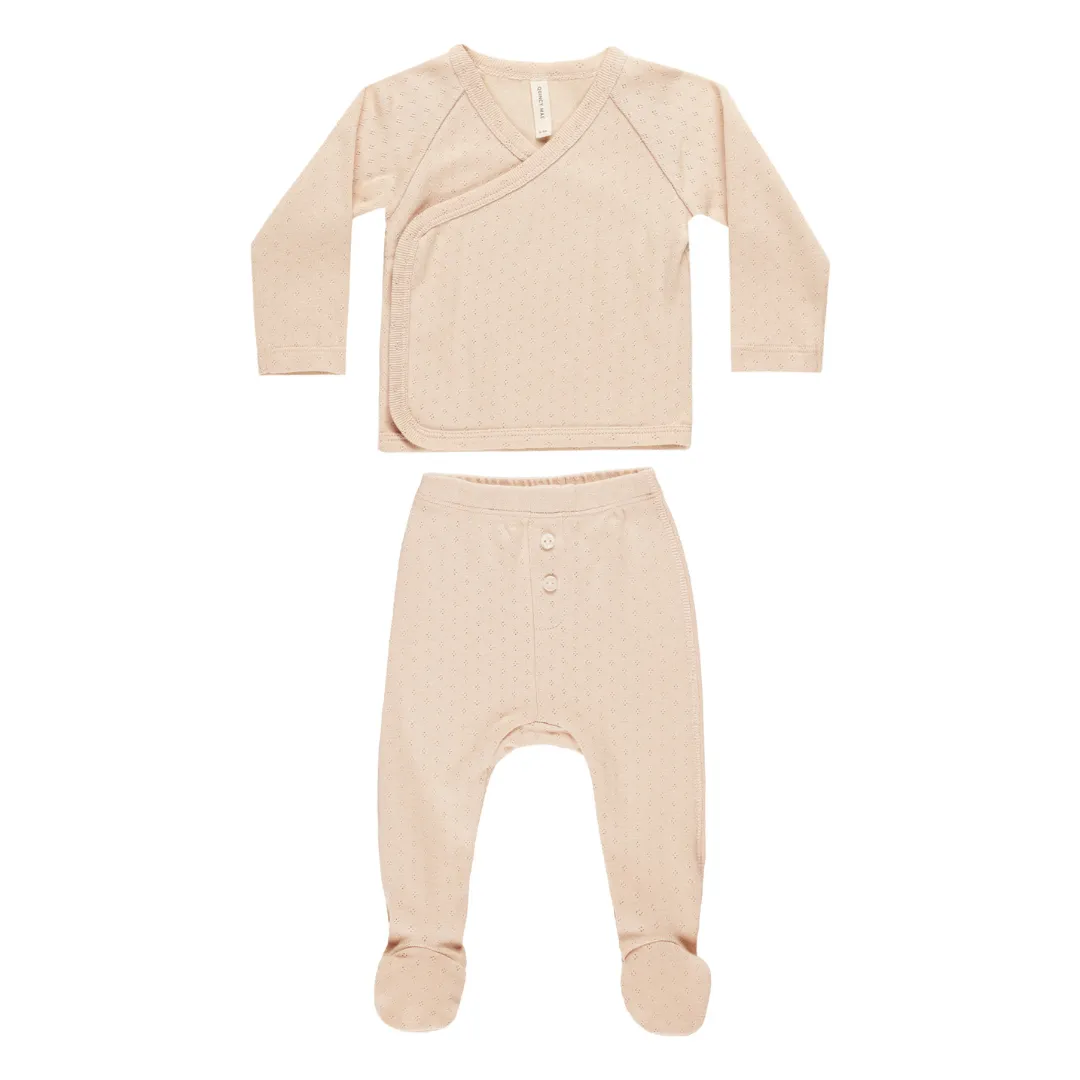 Wrap Top & Footed Pant Set - Shell